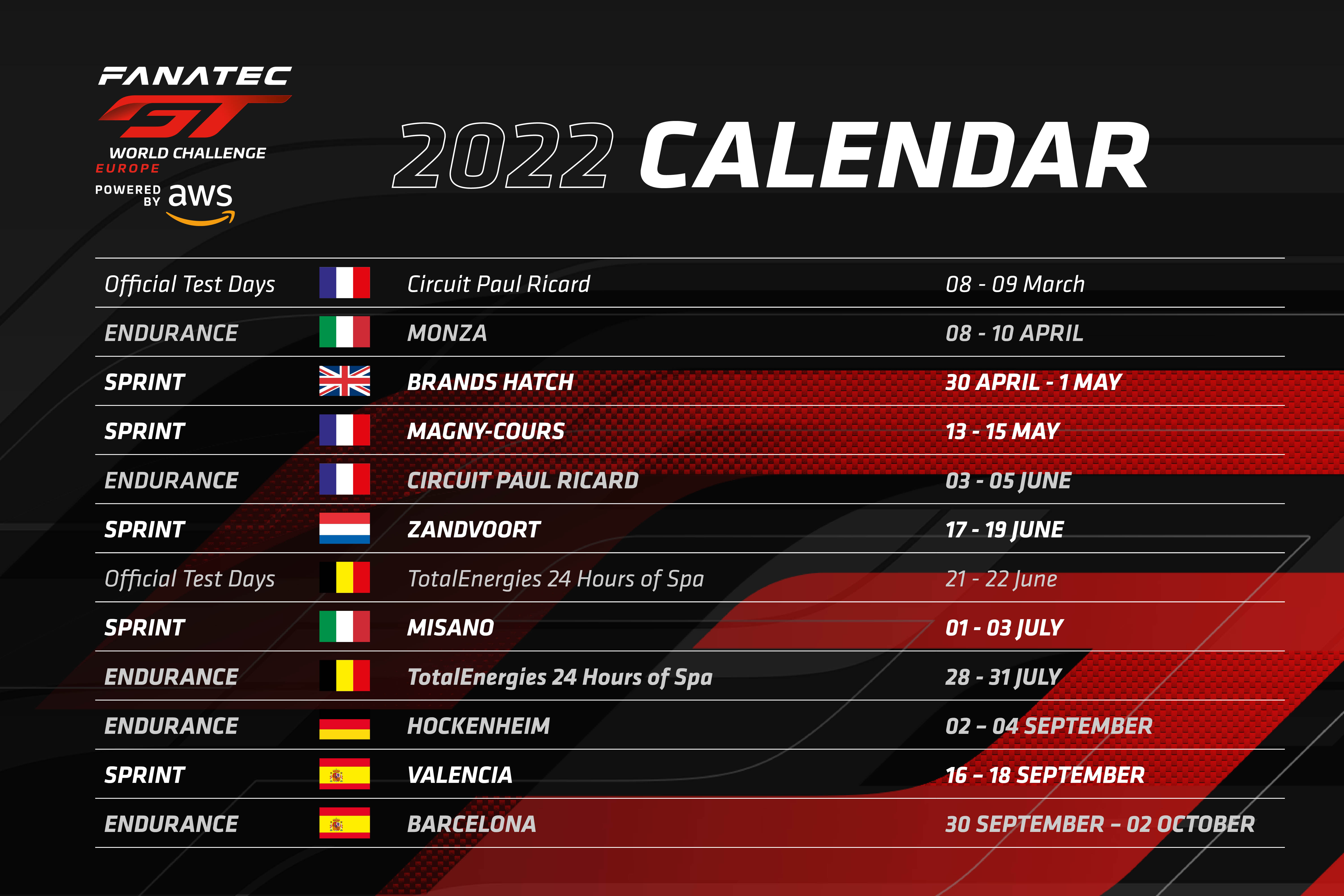 Esports Calendar 2022 European And American Series Among First Set Of 2022 Calendars Confirmed By  Sro Motorsports Group | Fanatec Gt World Challenge Europe Powered By Aws