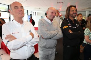 STEPHANE RATEL (FRA) CEO AND FOUNDER OF SRO MOTORSPORTS GROUP WITH VINCENT VOSSE (BEL) WRT RACING TEAM AND DR WOLFGANG ULLRICH (AUT)