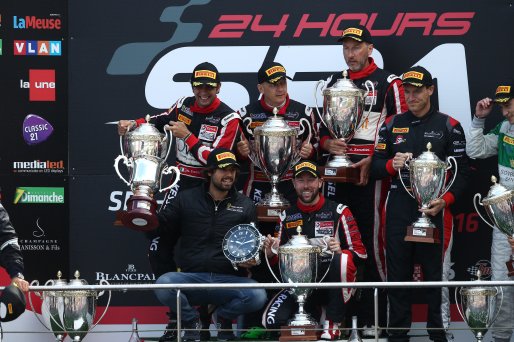 AM CLASS PODIUM PODIUM #888 KESSEL RACING (CHE) FERRARI F458 ITALIA GT3 MARCO ZANUTTINI (ITA) LIAM TALBOT (AUS) VADIM GLITIN (RUS) NICOLA CADEI (ITA) | OLIVIER BEROUD / VISION SPORT AGENCY