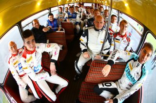 DRIVERS INSIDE THE DOUBLE DECKER BUS