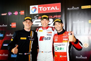 #2 AUDI SPORT TEAM WRT (BEL) AUDI R8 LMS FRANK STIPPLER (DEU) OVERALL POLEMAN WITH  #58 VONRYAN RACING (NZL) MCLAREN 650S GT3 KEVIN ESTRE (FRA) AND #11 KESSEL RACING (CHE) FERRARI F458 GT3 ANDREA PICCINI (ITA) PRO AM POLEMAN