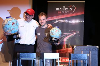 LAURENS VANTHOOR (BEL) AND CHRIS REINKE (DEU) AUDI SPORT WITH INTERCONTINENTAL GT CHALLENGE TROPHIES