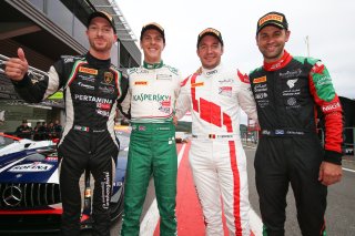 #63 GRT GRASSER RACING TEAM (AUT) LAMBORGHINI HURACAN GT3 MIRKO BORTOLOTTI (ITA) #55 KASPERSKY MOTORSPORT (ITA) FERRARI 488 GT3 JAMES CALADO (GBR) OVERALL POLESITTER  #2 BELGIAN AUDI CLUB TEAM WRT (BEL) AUDI R8 LMS GT3 FREDERIC VERVISCH (BEL) #97 OMAN RAC