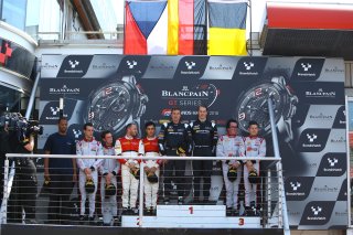PODIUM OF THE QUALIFYING RACE 1ST OVERALL #86 HTP MOTORSPORT (DEU) MERCEDES AMG GT3 JULES SZYMKOVIAK (NDl) BERND SCHNEIDER (DEU) - 2ND OVERALL #74 ISR (CZE) AUDI R8 LMS GT3 FRANCK PERERA (FRA) MARLON STOCKINGER (PHL) - 3RD OVERALL #33 BELGIAN AUDI CLUB TE