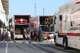 AF CORSE (ITA) AND RJN MOTORSPORT (GBR) TRUCKS IN THE PITLANE