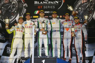 #8 BENTLEY TEAM M-SPORT (GBR) BENTLEY CONTINENTAL GT3 MAXIME SOULET (BEL) ANDY SOUCEK (SPA) WINNERS +  #99 ROWE RACING (DEU) BMW M6 GT3 PHILIPP ENG (AUT) ALEXANDER SIMS (GBR) SECOND + #1 BELGIAN AUDI CLUB TEAM WRT (BEL) AUDI R8 LMS GT3 LAURENS VANTHOOR (B