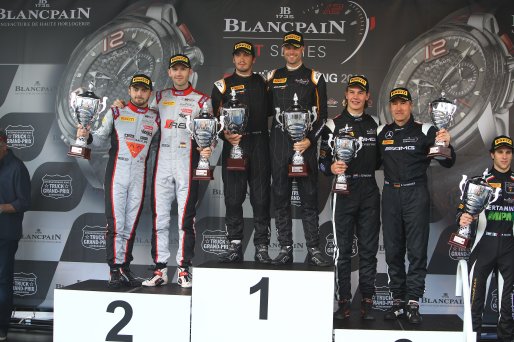 #58 GARAGE 59 (GBR) MCLAREN 650 S GT3 ALVARO PARENTE (PRT) ROB BELL (GBR) OVERALL WINNERS - #28 BELGIAN AUDI CLUB TEAM WRT (BEL) AUDI R8 LMS GT3 WILL STEVENS (GBR) RENE RAST (DEU) SECOND OVERALL - #86 HTP MOTORSPORT (DEU) MERCEDES AMG GT3 JULES SZYMKOVIAK | OLIVIER BEROUD / VISION SPORT AGENCY