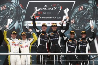 #63 GRT GRASSER RACING TEAM (AUT) LAMBORGHINI HURACAN GT3 CHRISTIAN ENGELHART (DEU) WINNER OF THE QUALIFYING RACE #98 ROWE RACING (DEU) BMW M6 GT3 MARKUS PALTTALA (FIN) JESSE KROHN (FIN) SECOND OVERALL #19 GRT GRASSER RACING TEAM (AUT) LAMBORGHINI HURACAN