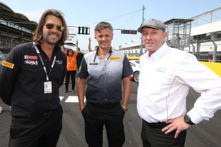 STEPHANE RATEL (FRA) CEO AND FOUNDER OF SRO MOTORSPORT GROUP WITH MATTEO BRAGA (ITA) PIRELLI CIRCUIT ACTIVITY MANAGER AND VINCENT VOSSE (BEL) BELGIAN AUDI CLUB TEAM WRT OWNER