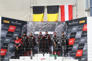 #5 BELGIAN AUDI CLUB TEAM WRT (BEL) AUDI R8 LMS MARCEL FÄSSLER (CHE) DRIES VANTHOOR (BEL) WINNERS OF THE MAIN RACE #3 TEAM WRT (BEL) AUDI R8 LMS JAKE DENNIS (GBR) PIETER SCHOTHORST (NDL) SECOND OVERALL #63 GRT GRASSER RACING TEAM (AUT) LAMBORGHINI HURACAN