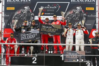 #11 KESSEL RACING (CHE) FERRARI 488 GT3 MICHAEL BRONISZEWSKI (POL) GIACOMO PICCINI (ITA) PRO AM WINNERS #39 KESSEL RACING (CHE) FERRARI 488 GT3 PITI BHIROMBHAKDI (THA) CARLO VAN DAM (NDL) SECOND IN PRO AM #87 AKKA ASP (FRA) MERCEDES AMG GT3 JEAN LUC BEAUB