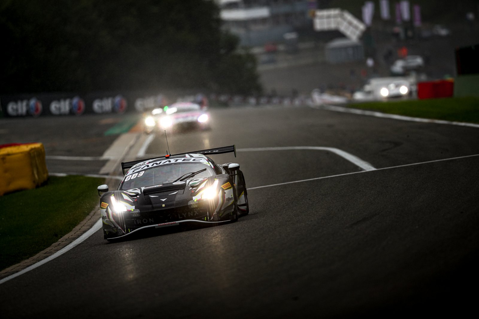 Iron Lynx Ferrari leads TotalEnergies 24 Hours of Spa at one-quarter distance as darkness falls over the Ardennes