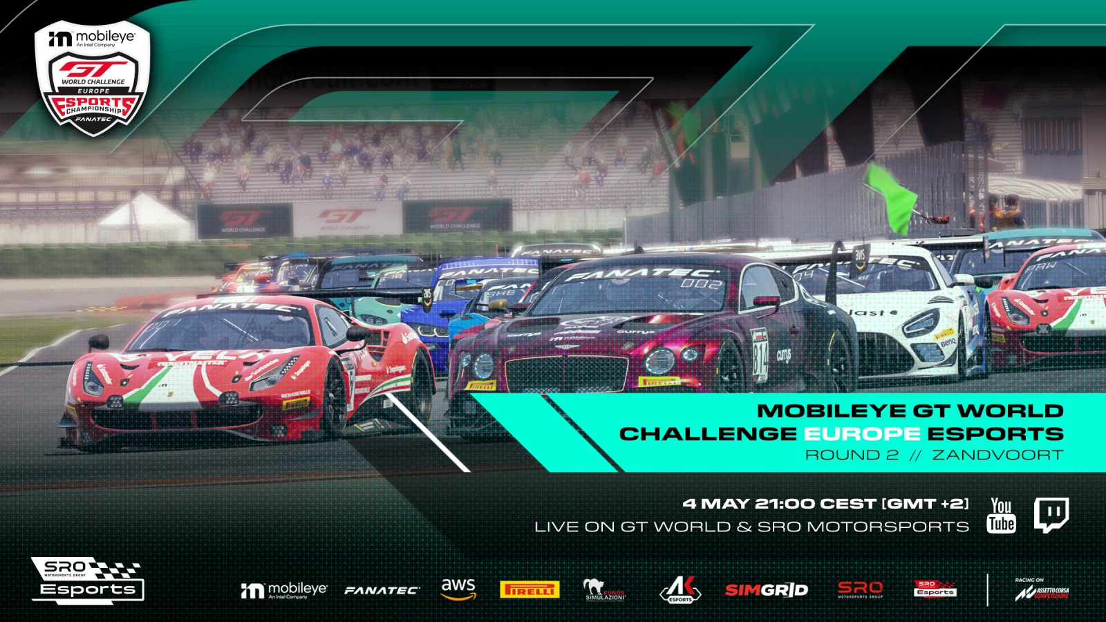 ESPORTS Mobileye GT World Challenge Europe Esports resumes battle with Zandvoort night race Fanatec GT World Challenge Europe Powered by AWS