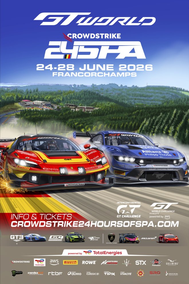 Battle rages on latest collector's edition poster with just three weeks to go until 2026 CrowdStrike 24 Hours of Spa