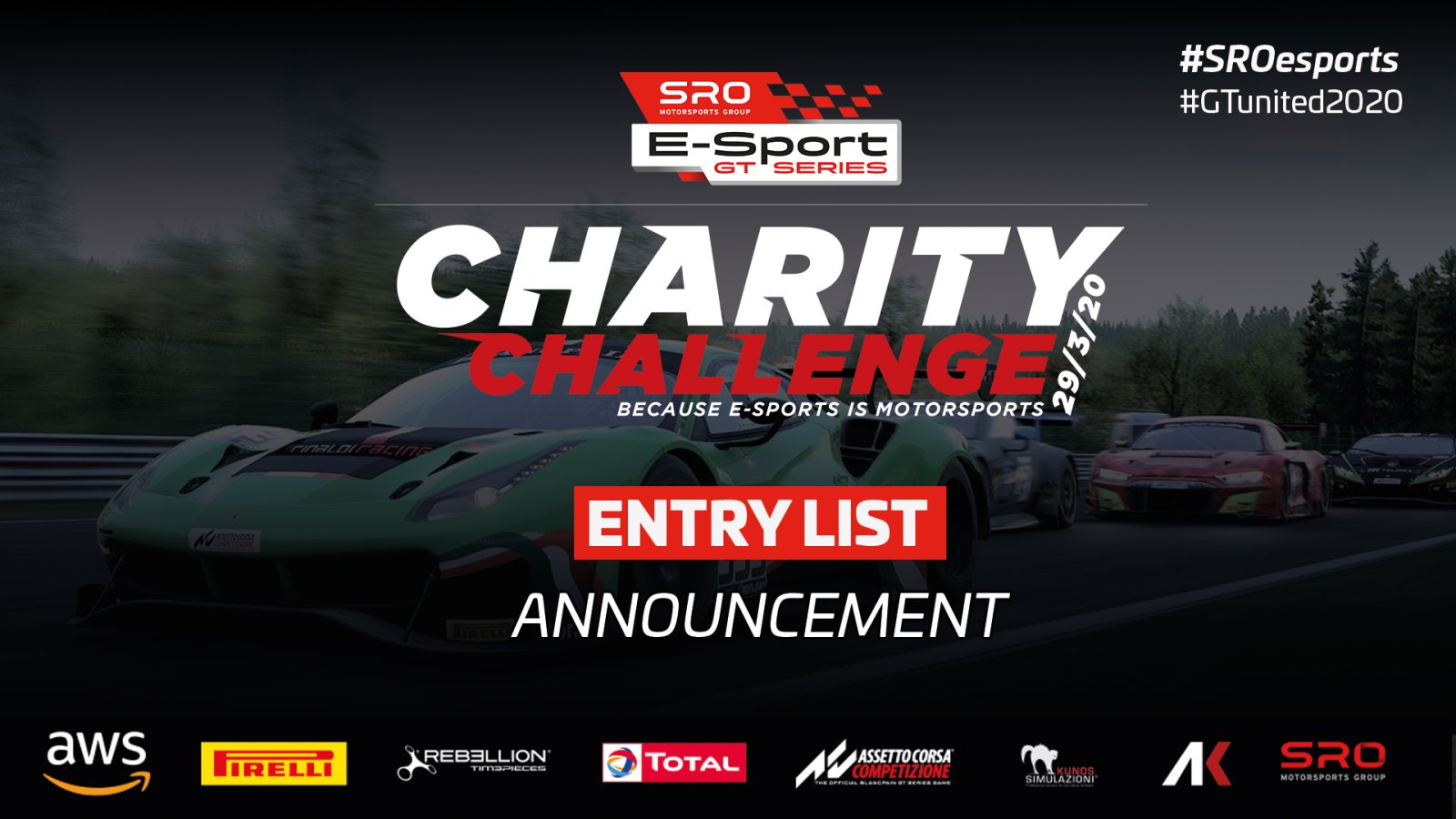  Virtual GT racing takes centre stage at Monza for SRO E-Sport GT Series Charity Challenge 