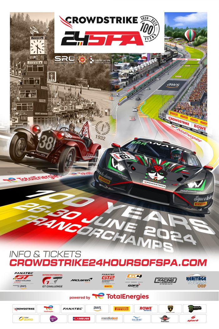 Affiche 3/10 : un poster collector à la gloire de l’Italie pour le centenaire des CrowdStrike 24 Hours of Spa