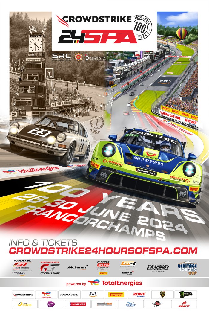 Affiche 2/10 : la première victoire Porsche à l’honneur pour fêter le centenaire des CrowdStrike 24 Hours of Spa