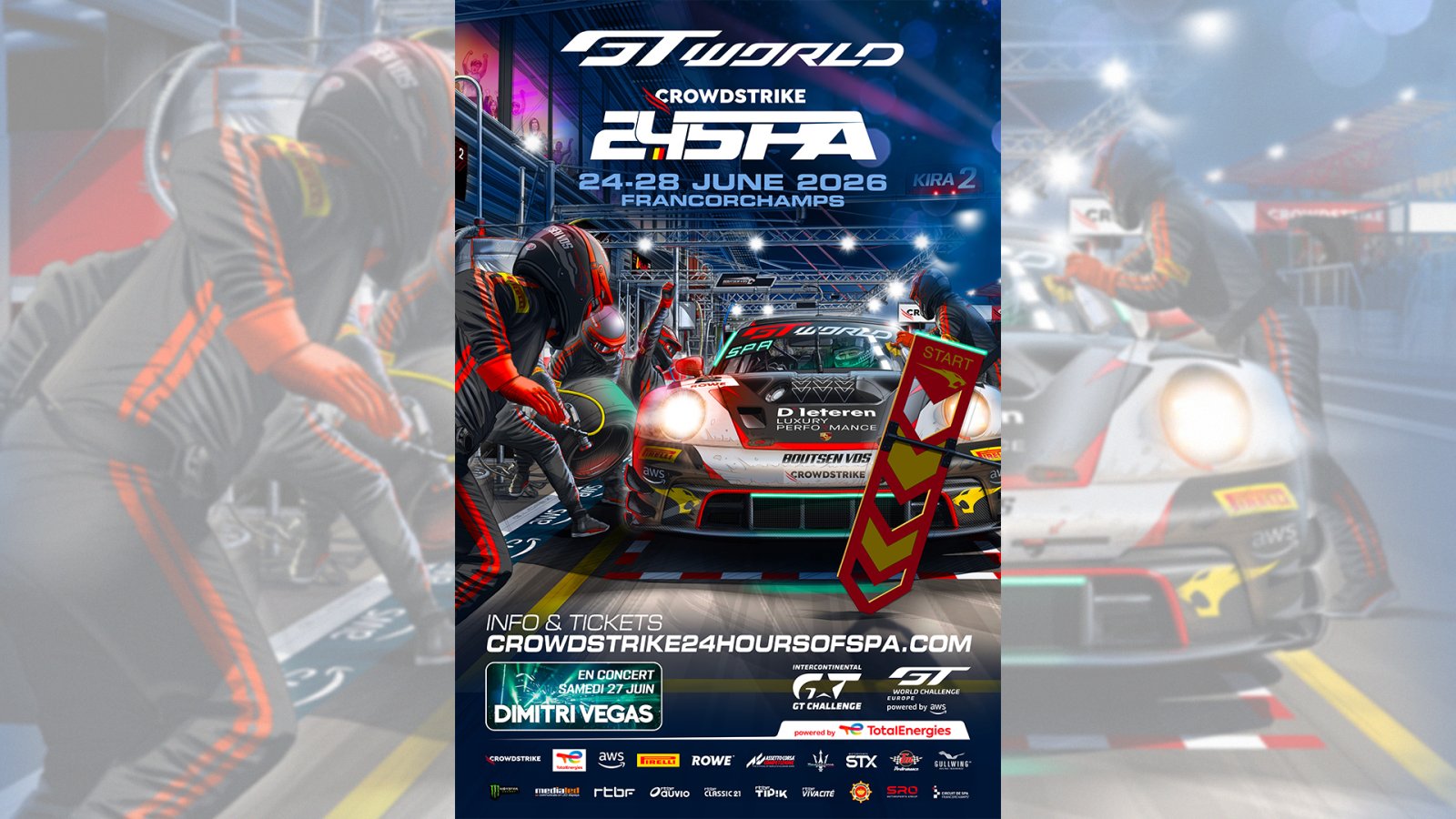 Pit stop brought to life on second collector's edition poster for 2026 CrowdStrike 24 Hours of Spa