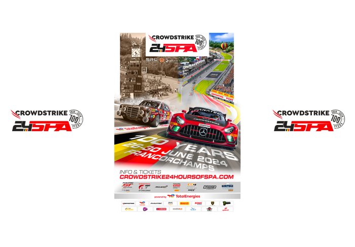 Een affiche met geschiedenis en legende voor de eeuweditie van de CrowdStrike 24 Hours of Spa