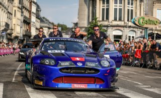 #54 Emil Frey Jaguar Racing CHE Emil Frey G3 Jaguar Silver Cup - - Alex Fontana CHE Adrian Zaugg CHE Mikael Grenier CAN, Spa City Parade
 | SRO /  Kevin Pecks