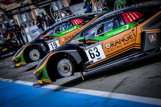 #63 Orange 1 FFF Racing Team CHN Lamborghini Huracan GT3 Evo - Dennis Lind DNK Marco Mapelli ITA Andrea Caldarelli ITA, Pitlane, Pre-Qualifying
