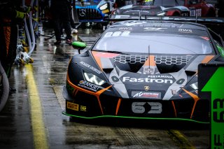 #63 Orange 1 FFF Racing Team CHN Lamborghini Huracan GT3 Evo - Dennis Lind DNK Andrea Caldarelli ITA Marco Mapelli ITA, Official Paid Testing Session, Pitlane
