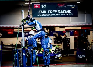 #14 Emil Frey Racing CHE Lamborghini Huracan GT3 Evo Silver Cup Ricardo Feller CHE Mikäel Grenier CAN, Qualifying 3
