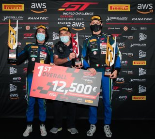 #163 Emil Frey Racing CHE Lamborghini Huracan GT3 Evo - Giacomo Altoè ITA Albert Costa ESP, Podium, Race 1
