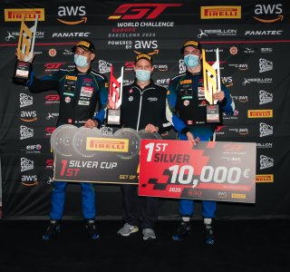#14 Emil Frey Racing CHE Lamborghini Huracan GT3 Evo Silver Cup Ricardo Feller CHE Mikäel Grenier CAN, Podium, Race 1
