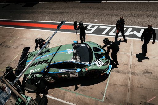 #23 Imperiale Racing ITA Lamborghini Huracan GT3 Evo - Emilian Puscasu ROU Goivanni Venturini ITA Kikko Galbiati ITA, Pit Lane, Pre-qualifying
 | SRO / Patrick Hecq Photography