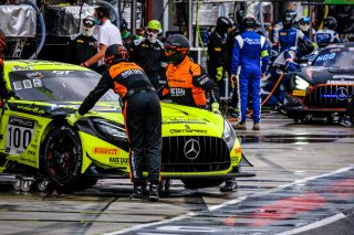 #100 GetSpeed DEU Mercedes-AMG GT3 - Fabian Schiller DEU Maxi Buhk DEU Alessio Lorandi ITA, Official Test Session, Pitlane
