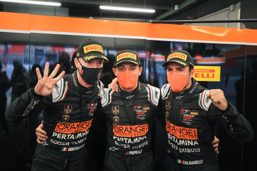 #63 Orange 1 FFF Racing Team CHN Lamborghini Huracan GT3 Evo Mirko Bortolotti ITA Marco Mapelli ITA Andrea Caldarelli ITA Pro Cup, Polemen, Qualifying
 | SRO / Patrick Hecq Photography