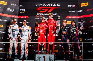 #32 - Team WRT - Charles WEERTS - Dries VANTHOOR - BMW M4 GT3 - PRO, #40 - Tresor Orange 1 - Ricardo FELLER - Mattia DRUDI - Audi R8 LMS GT3 EVO II - PRO, #69 - Emil Frey Racing - Albert COSTA - Thierry VERMEULEN - Ferrari 296 GT3 - PRO, FGTWC, Podium

