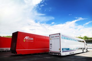 Trucks arriving at Crowdstrike 24 Hours of Spa Prologue
