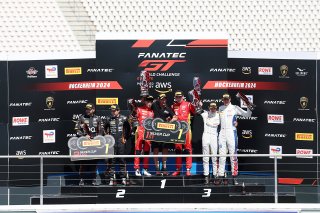 Race 1 Silver Podium (l-r) #30 – Team WRT – Sam DE HAAN – Calan WILLIAMS – BMW M4 GT3, #71 – AF Corse – Eilseo DONNO – Thomas FLEMING – Ferrari 296 GT3 , #26 – Sainteloc Racing – Ivan KLYMENKO - Marcus PAVERUD - Audi R8 LMS GT3 EVO II 