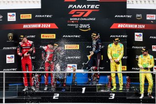 Race 2 Pro Podium (l-r) #32 – Team WRT – Dries VANTHOOR – Charles WEERTS – BMW M4 GT3, #14 – Emil Frey Racing – Konsta LAPPALAINEN – Ben GREEN – Ferrari 296 GT3, #48 – Winward Racing Team MANN-FILTER – Lucas AUER – Maro Engel – Mercedes-AMG GT3 EVO 
