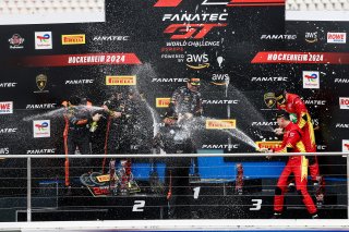 Race 2 Silver Podium (l-r) #10 - Boutsen VDS - Aurelien PANIS - Cesar GAZEAU - Mercedes-AMG GT3 EVO, #30 – Team WRT – Sam DE HAAN – Calan WILLIAMS – BMW M4 GT3, #52 – AF Corse – Jef MACHIELS – Sean HUDSPETH – Ferrari 296 GT3  