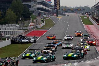 #66 - Tresor Attempto Racing - Dylan PEREIRA - Audi R8 LMS GT3 EVO II and #57 – Winward Racing – Reece BARR – Mercedes-AMG GT3 EVO crash at the start of Race 1