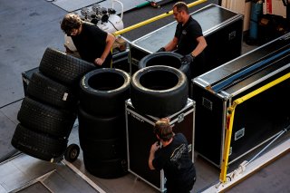 Teams set up at the circuit