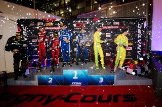 Overall Podium (l-r) #32 – Team WRT – Dries VANTHOOR – Charles WEERTS – BMW M4 GT3, #96 - Rutronik Racing – Patric NIEDERHAUSER – Sven MULLER – Porsche 911 GT3 R (992), #48 – Winward Racing Team MANN-FILTER – Lucas AUER – Maro Engel – Mercedes-AMG GT3 EVO