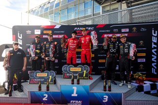 Silver Podium (l-r) #10 - Boutsen VDS - Aurelien PANIS - Cesar GAZEAU - Mercedes-AMG GT3 EVO, #71 – AF Corse – Eilseo DONNO – Thomas FLEMING – Ferrari 296 GT3 , #30 – Team WRT – Sam DE HAAN – Calan WILLIAMS – BMW M4 GT3 