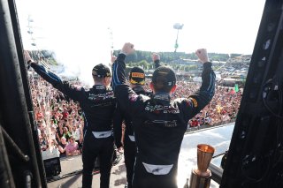 #63 - GRT - Grasser Racing Team - Mirko BORTOLOTTI - Jordan PEPPER - Luca ENGSTLER - Lamborghini Huracan GT3 EVO2 celebrates winning the CrowdStrike 24 Hours of Spa