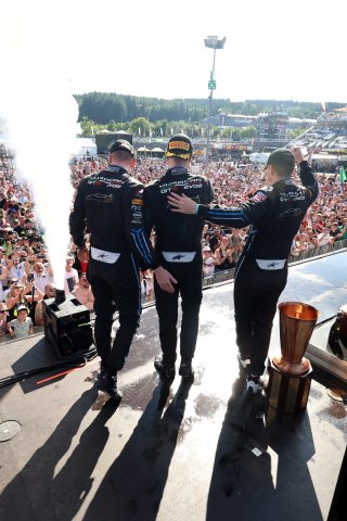 #63 - GRT - Grasser Racing Team - Mirko BORTOLOTTI - Jordan PEPPER - Luca ENGSTLER - Lamborghini Huracan GT3 EVO2 celebrates winning the CrowdStrike 24 Hours of Spa