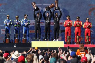 Overall Podium (l-r) #96 - Rutronik Racing - Sven MULLER - Patric NIEDERHAUSER - Alessio PICARIELLO - Porsche 911 GT3 R (992), #63 - GRT - Grasser Racing Team - Mirko BORTOLOTTI - Jordan PEPPER - Luca ENGSTLER - Lamborghini Huracan GT3 EVO2, #51 - AF Cors