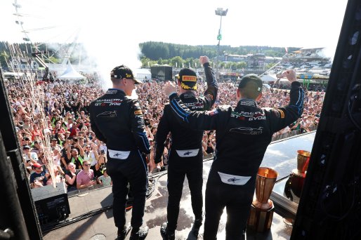#63 - GRT - Grasser Racing Team - Mirko BORTOLOTTI - Jordan PEPPER - Luca ENGSTLER - Lamborghini Huracan GT3 EVO2 celebrates winning the CrowdStrike 24 Hours of Spa | SRO / JEP