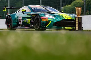#7 - Comtoyou Racing - Marco SORENSEN - Nicki THIIM - Mattia DRUDI - Aston Martin Vantage AMR GT3 EVO and the Spa 24 Hours winning trophy  | SRO / JEP