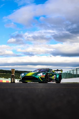 #7 - Comtoyou Racing - Marco SORENSEN - Nicki THIIM - Mattia DRUDI - Aston Martin Vantage AMR GT3 EVO and the Spa 24 Hours winning trophy  | SRO / JEP