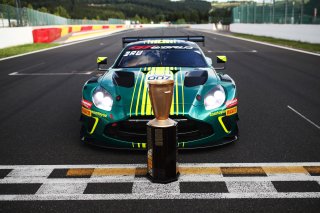 #7 - Comtoyou Racing - Marco SORENSEN - Nicki THIIM - Mattia DRUDI - Aston Martin Vantage AMR GT3 EVO and the Spa 24 Hours winning trophy  | SRO / JEP