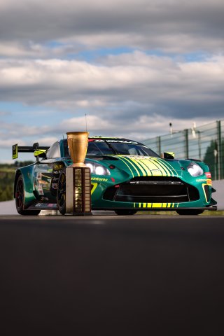#7 - Comtoyou Racing - Marco SORENSEN - Nicki THIIM - Mattia DRUDI - Aston Martin Vantage AMR GT3 EVO and the Spa 24 Hours winning trophy  | SRO / JEP
