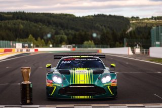 #7 - Comtoyou Racing - Marco SORENSEN - Nicki THIIM - Mattia DRUDI - Aston Martin Vantage AMR GT3 EVO and the Spa 24 Hours winning trophy  | SRO / JEP